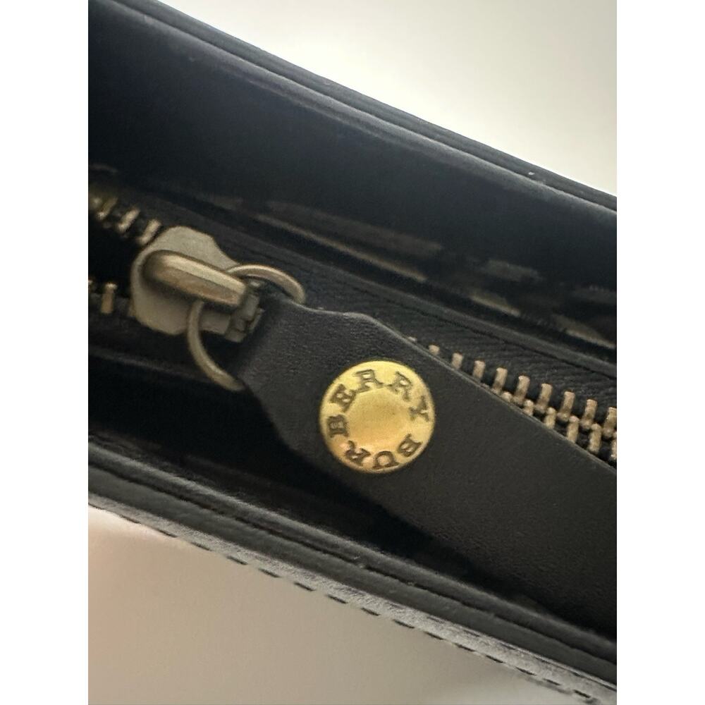 Burberry Black Leather Shoulder Bag Nova Check Lined Gold Hardware Authentic - Picture 9 of 14